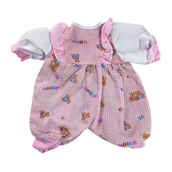 Vintage Pink Doll Bodysuit With Bear & Block Calico Print - Picture 1 of 5